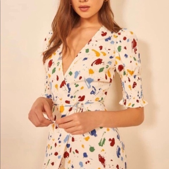 Reformation Esmeralda Wrap Midi Dress in Painted Lady Size: XS - Picture 4 of 8